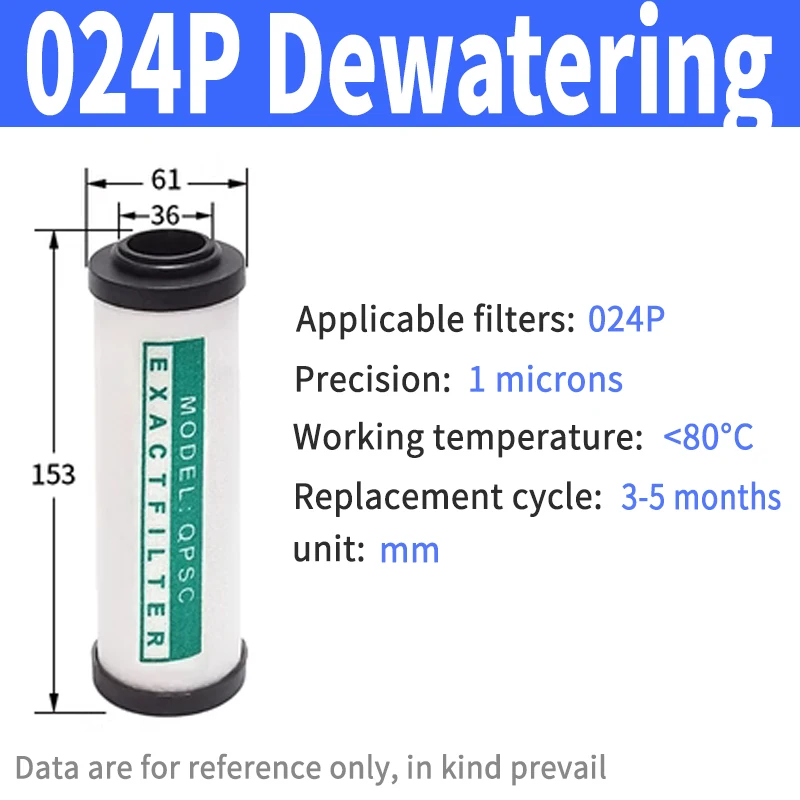 QPS 015 024 035 060 090 120 150 Filtro de repuesto para compresor de aire Accesorios Filtro de precisión de aire comprimido Secador Q015 P024: Marrón