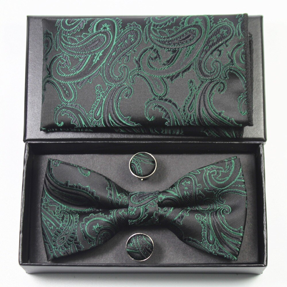Jemygins originale menns bowtie lomme firkanter mansjettknapp sett paisley blomster vin rød sløyfe hanky sett til bryllupsfest