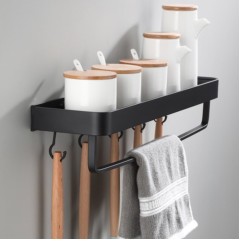 Black Space Aluminum Hanging bathroom Shelf Kitchen Storage Rack Kitchen Corner Storage Rack Organizer