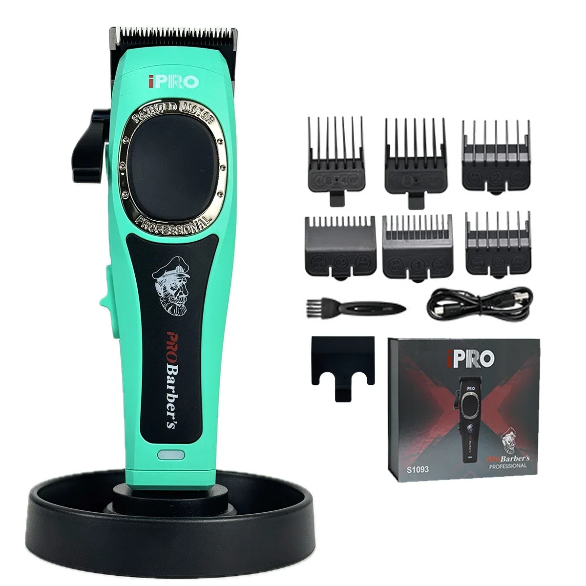 Professionele mannen Tondeuse 7500 RPM Gradiënt Barbershop Tondeuse DLC FADE Blade 2600 mAh Salon Gereedschap S1093: Black