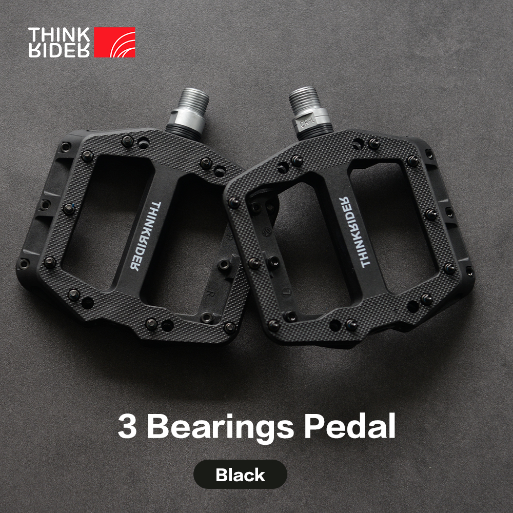 ThinkRider pedales planos para Bicicleta MTB Road 3 rodamientos sellados pedales de Bicicleta pedales de montaña plataforma ancha accesorios para Bicicleta: Negro