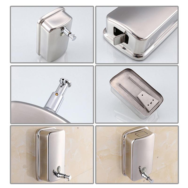 500ml 800ml Wall Mounted 304 Stainless Steel Hand Wash Liquid Soap Dispenser Manual Liquid Shower Gel Box Hanging Dispenser