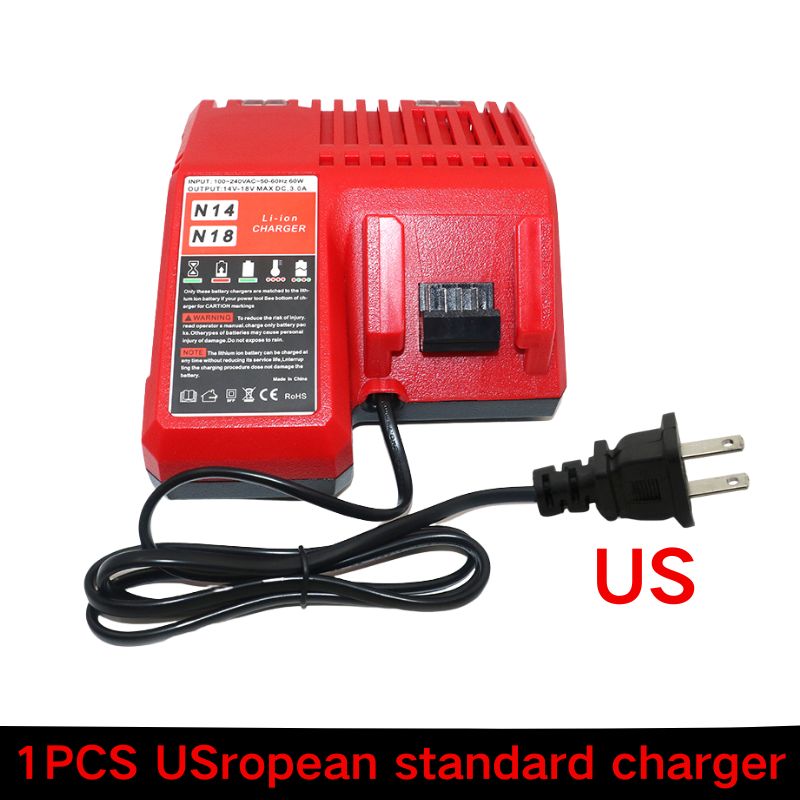 For Milwaukee M18 Power Tool Battery, Charger, BR, XC, 18V, 6000mAh/9000mAh/12000mAh M18B5, 48-11-1860, Built-in 18650 Battery: PURPLE