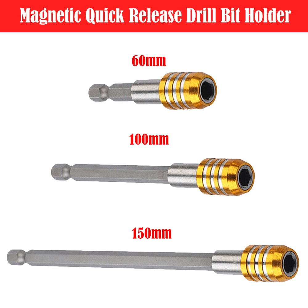 Sleeve Rod Kit Quick Release Magnetic Bit Screwdriver Holder 1/4" Hex Shank Drill 60 100 150mm