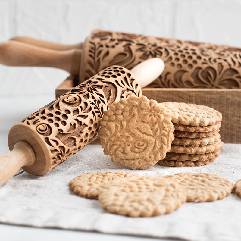 Weihnachten Hirsch Holz rollen Stift Präge Backen Kekse Keks Fondant Kuchen Teig Gemusterten Walze Schneeflocke