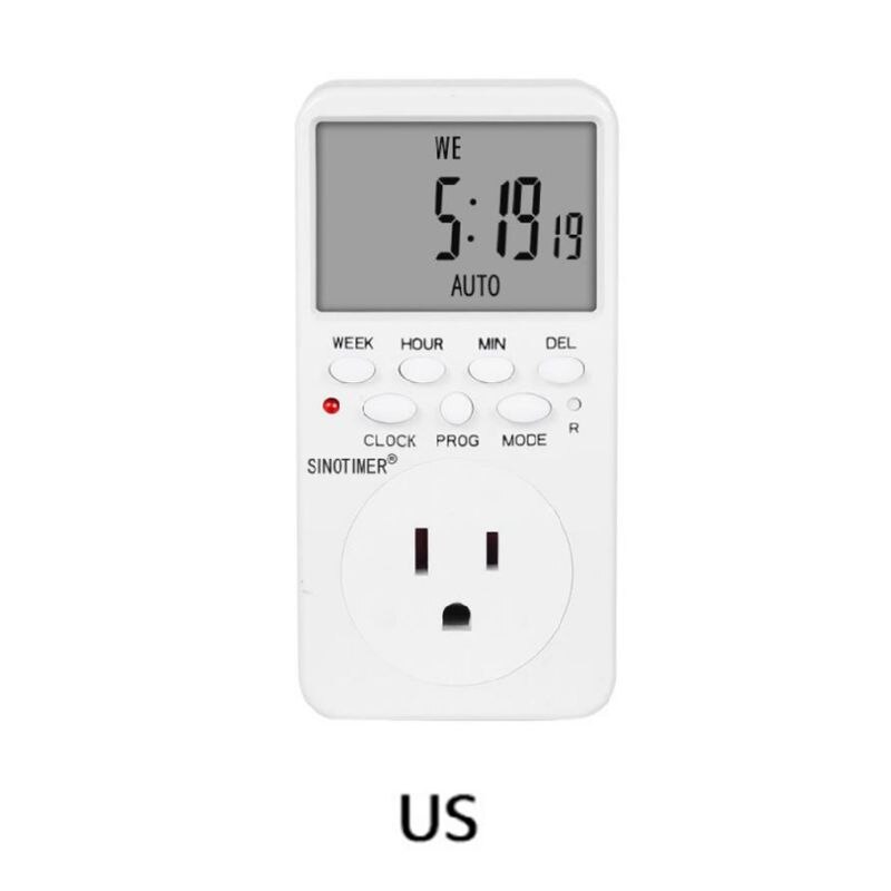 Digital timer-stik  ac230v -tidsrelæ programmerbart eu/us/uk/isr/br/it stik