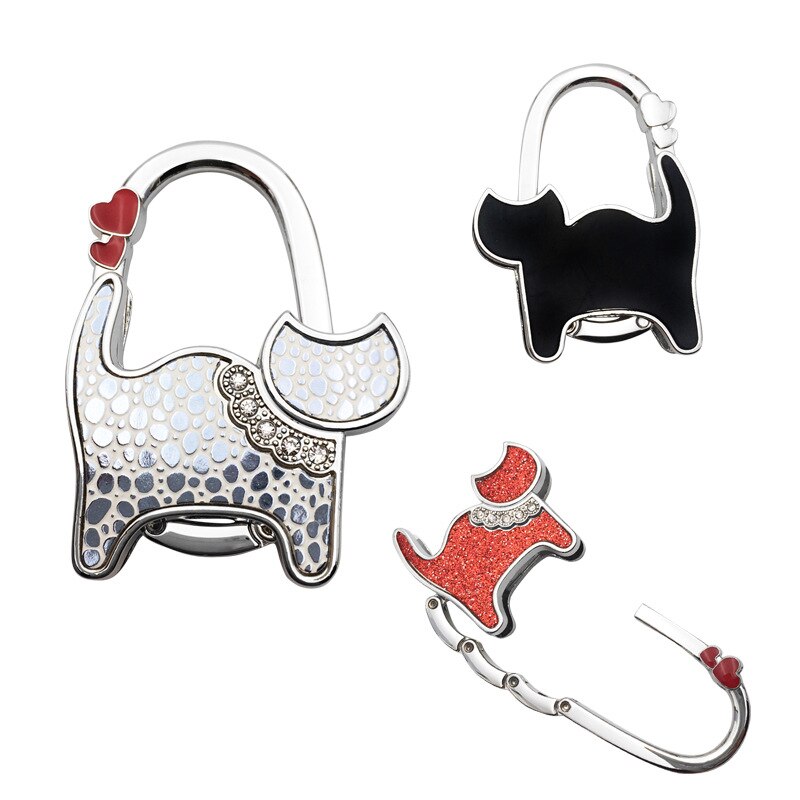 Bolsa monedero plegable Unisex para gatos, con diamantes de imitación, gancho para colgar, Seguro
