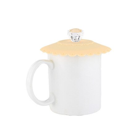 AIHOME-Tapa de copa de diamante de silicona reutilizable a prueba de polvo, tapa de aislamiento, tapa de aislamiento térmico para taza: Yellow