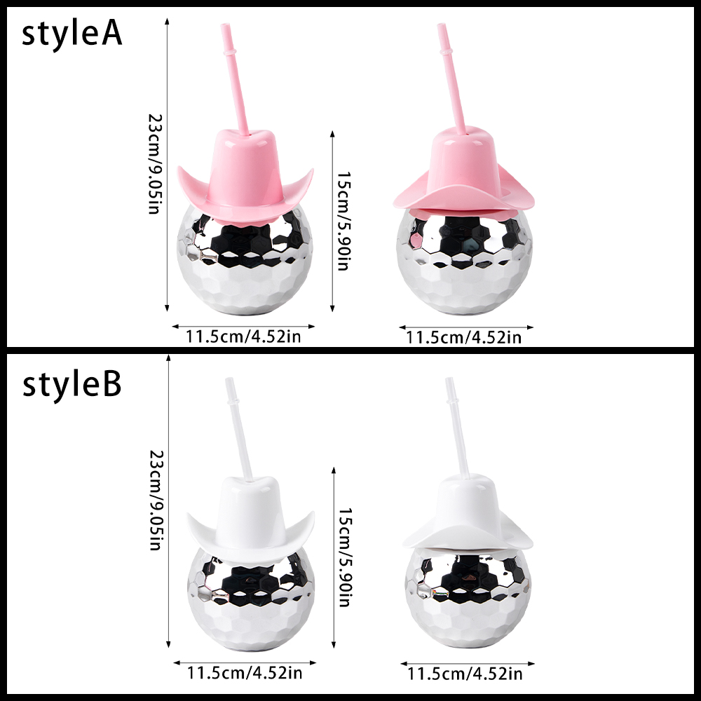 Discokuglekop med cowboyhat polterabend sølv discokugle vandflaske cowboy-tema brud til at være festdekoration cocktail c