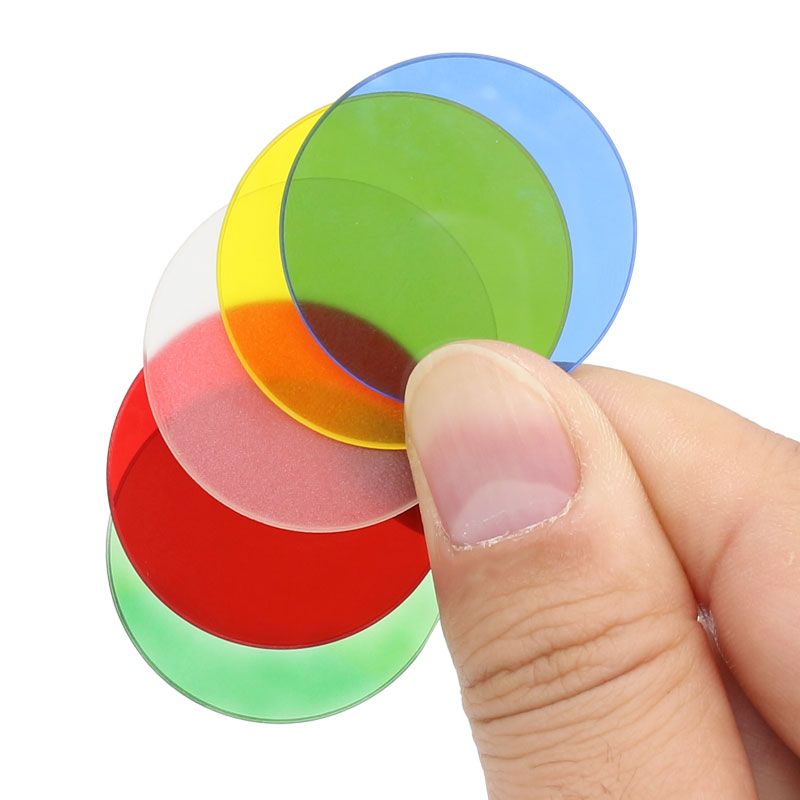Filtros de microscopio opcionales, vidrio óptico esmerilado transparente, verde, azul, amarillo, blanco, rojo, 32, 35, 42, 45mm, 5 piezas