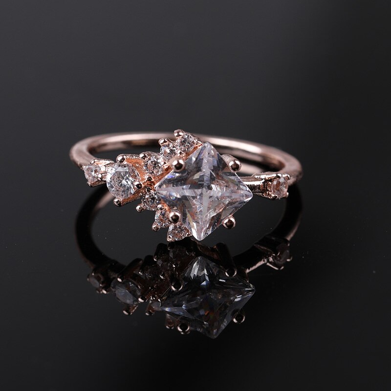 Chique schattige dame afslankende ster zirkoon ring trouwsieraden