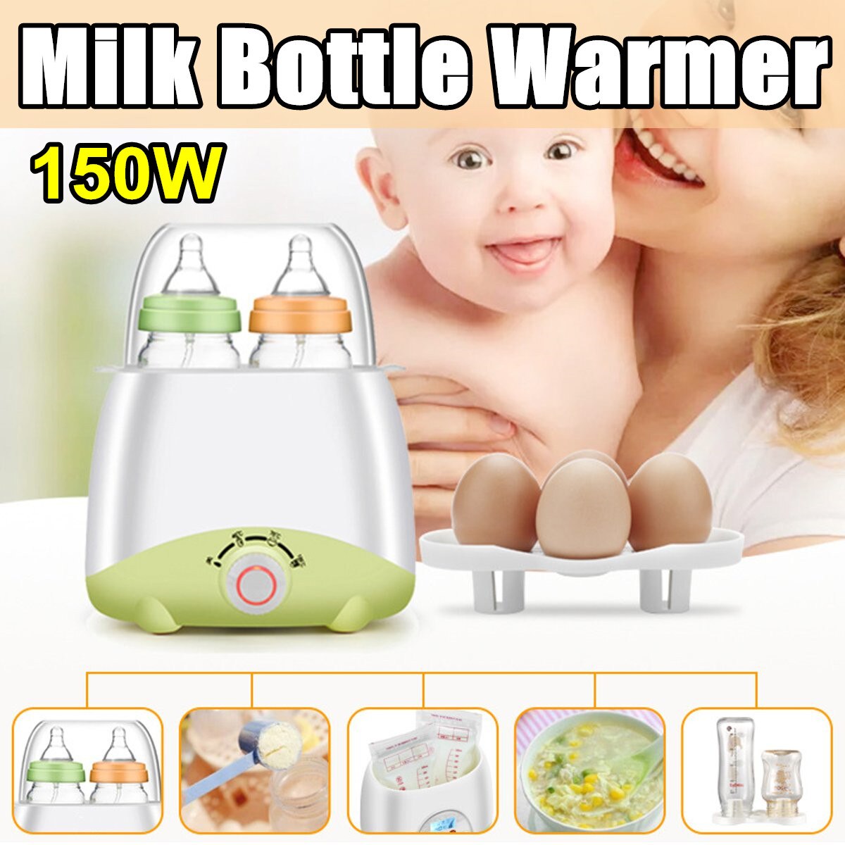 150W 2 In 1 Baby Warm Milk Machine Warmer Bottle Sterilizer Automatic Constant Temperature Disinfection Bottle Feeding 220V