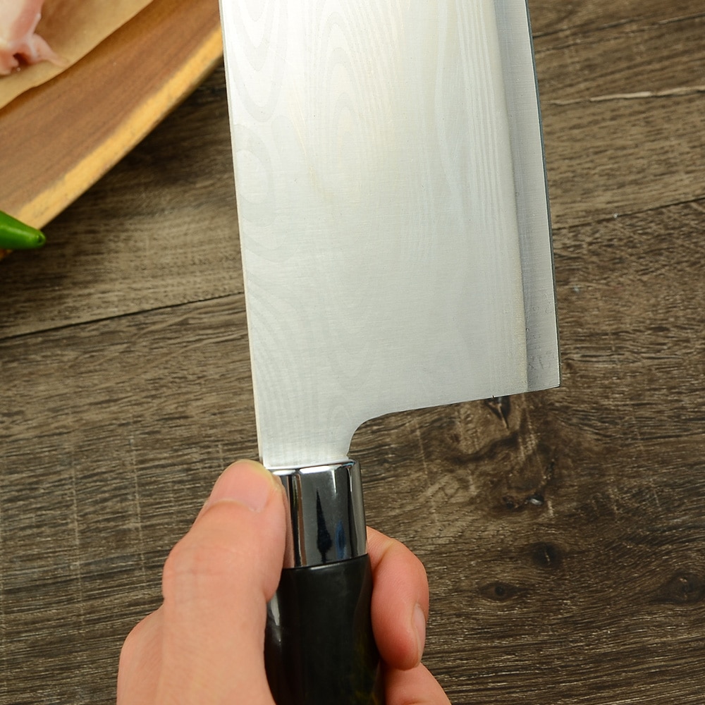 Qing 7 inch Chef Kitchen Knife Japanese Cook's Nakiri Full Tang Stainless Steel Cleaver Knives 4Cr13 Steel Slicing Cooking Tools