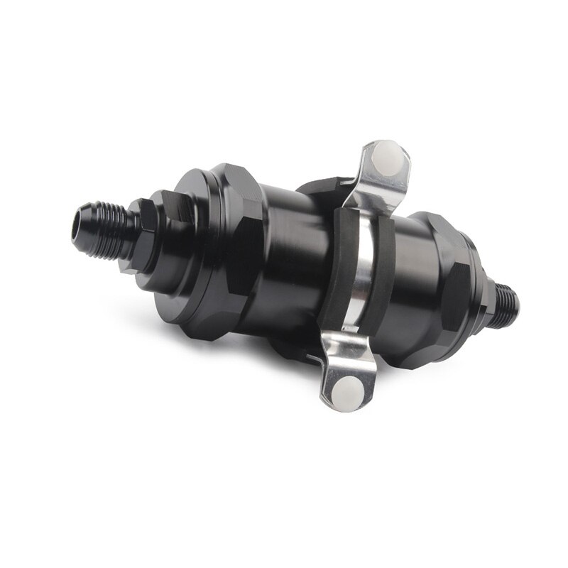 BLACK AN6 / AN8 / AN10 Inline Fuel Filter E85 Ethanol With 100 Micron Stainless steel