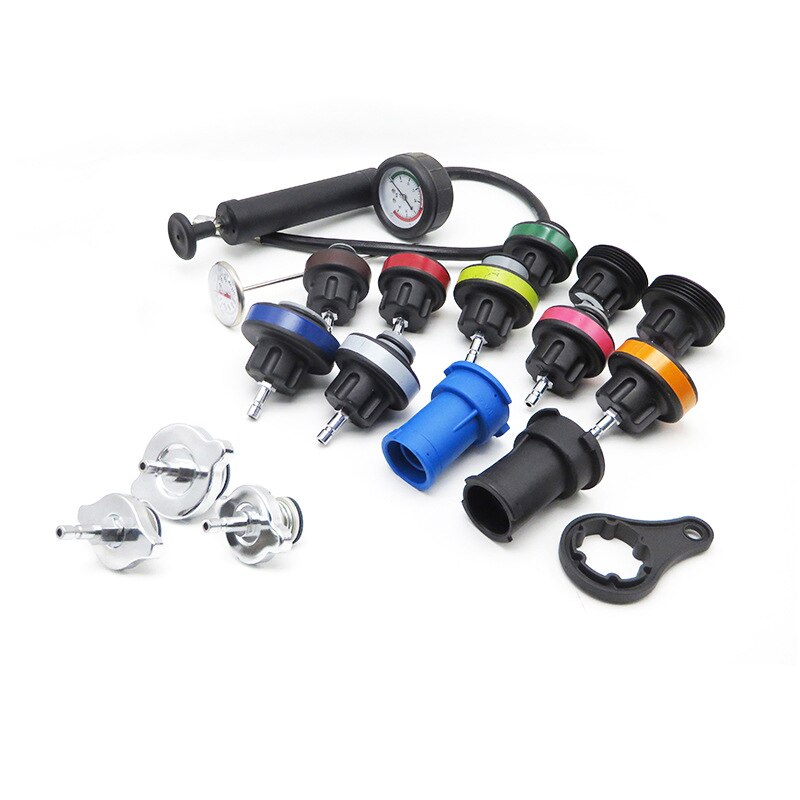 18pcs Auto Repairing Pressure Gauge Kit Pressure Gauge Barometers Radiator Leak Detector Car Cooling System Tester
