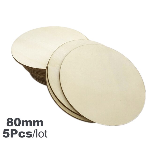 Diameter 1-10CM Natural Pine Round Wooden Pieces Slices Circles for Kids DIY Painting Wood Chip and Wedding Household Decoration: 80MM  5pcs