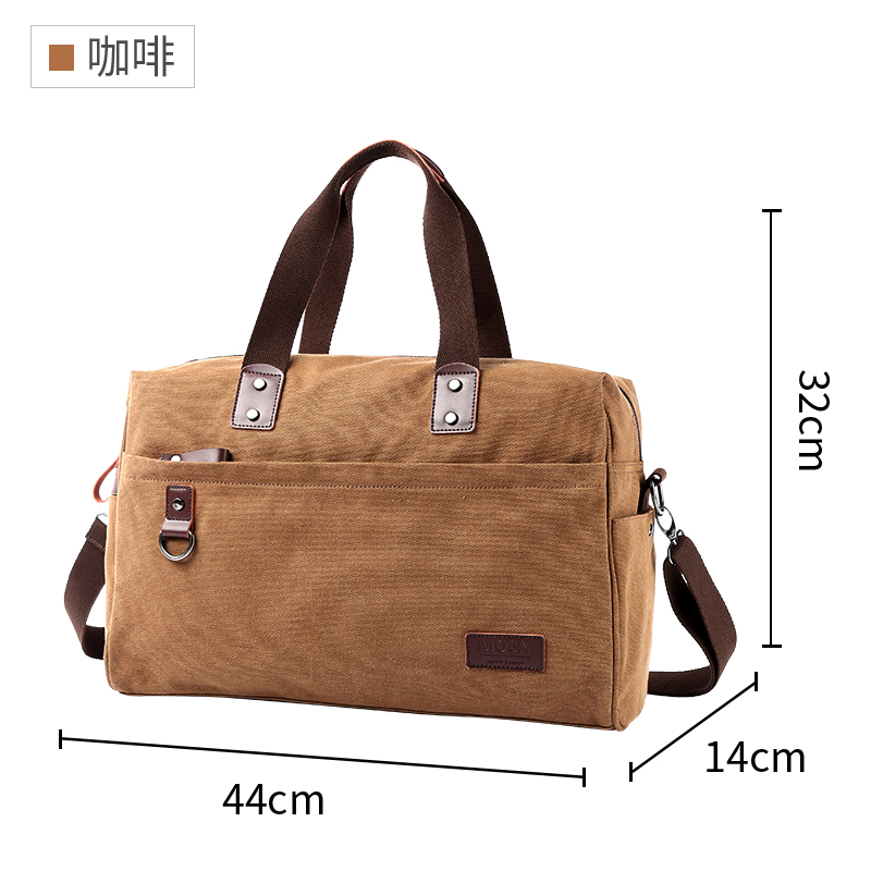 Heren canvas handtas, casual zakelijke tas geschikt voor een 15.6- inch laptop, schoudertas voor fitness en reizen: Marineblauw