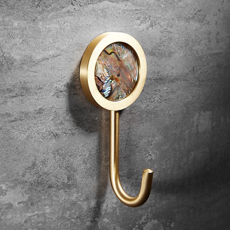 Self Stick Gold Brass Shell Decorative Wall Hooks Towel Rack Coat Hook Bath Jewelry Key Hangers Hallway Wall Clothes Bags Hook: A089-6