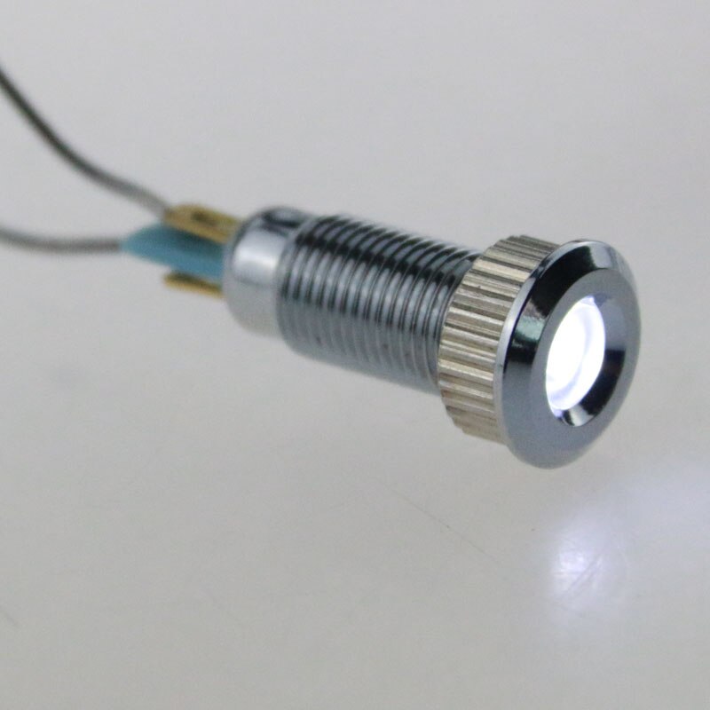 10 stk metall indikatorlys 8 mm metall lampe spenning 12 v varsel kjøretøy lampe rød grønn gul blå og hvit: Hvit