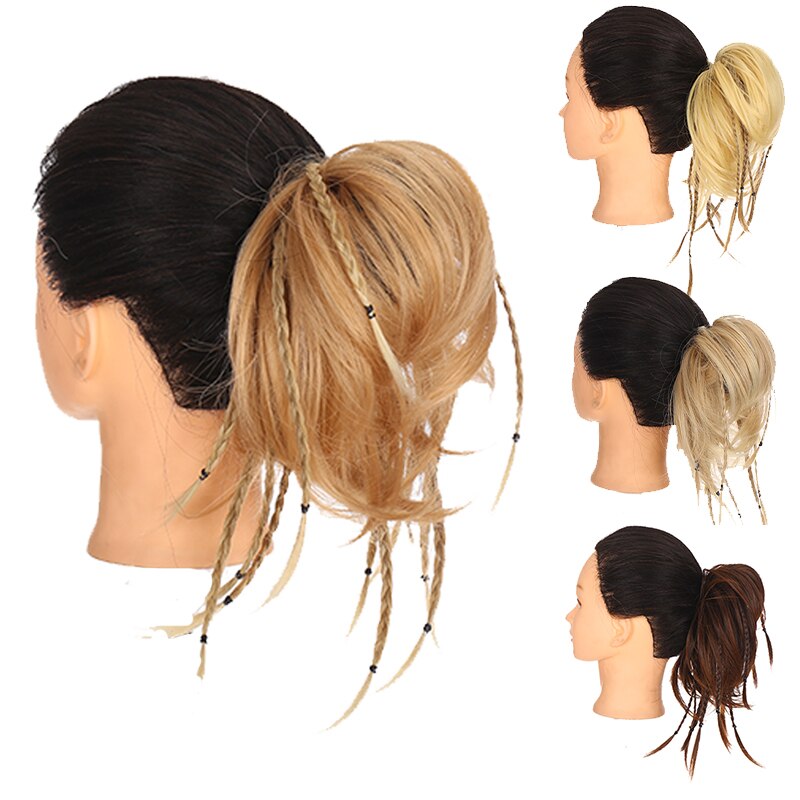 QUEENYANG-Peluca de fibra sintética, pelo rizado con banda trenzada, pelo liso, Color de belleza desordenado