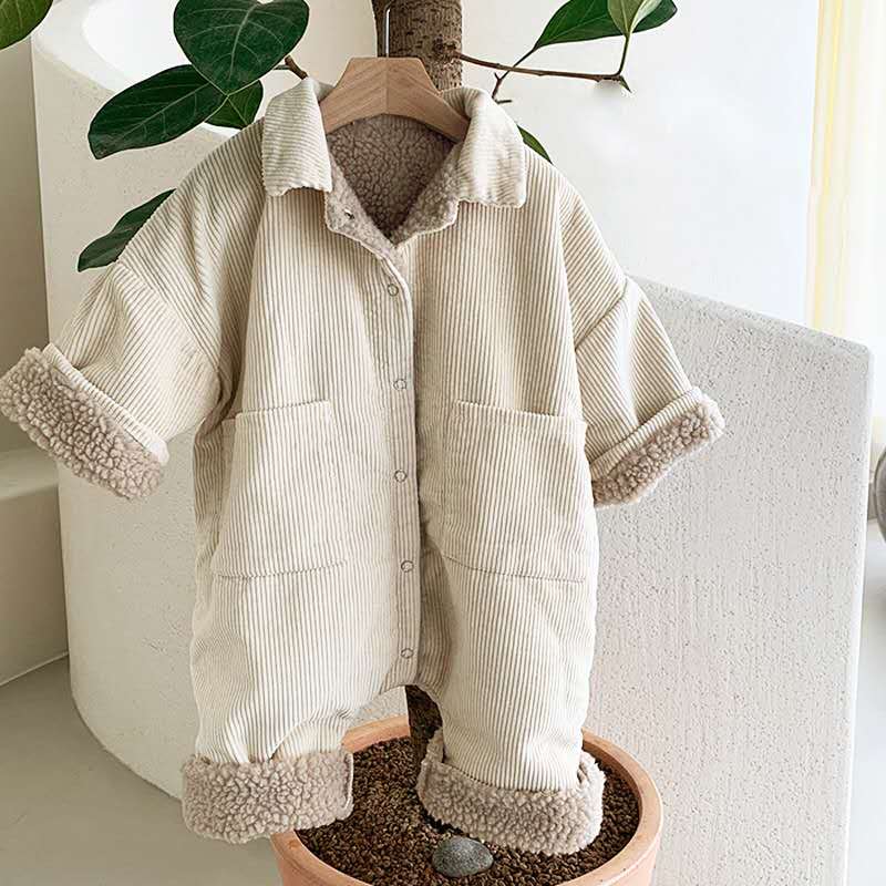 Winter Boys and Girls Regular Korean Style Cotton Kids Romper Single-Breasted Pockets to Keep Warm Fashionable