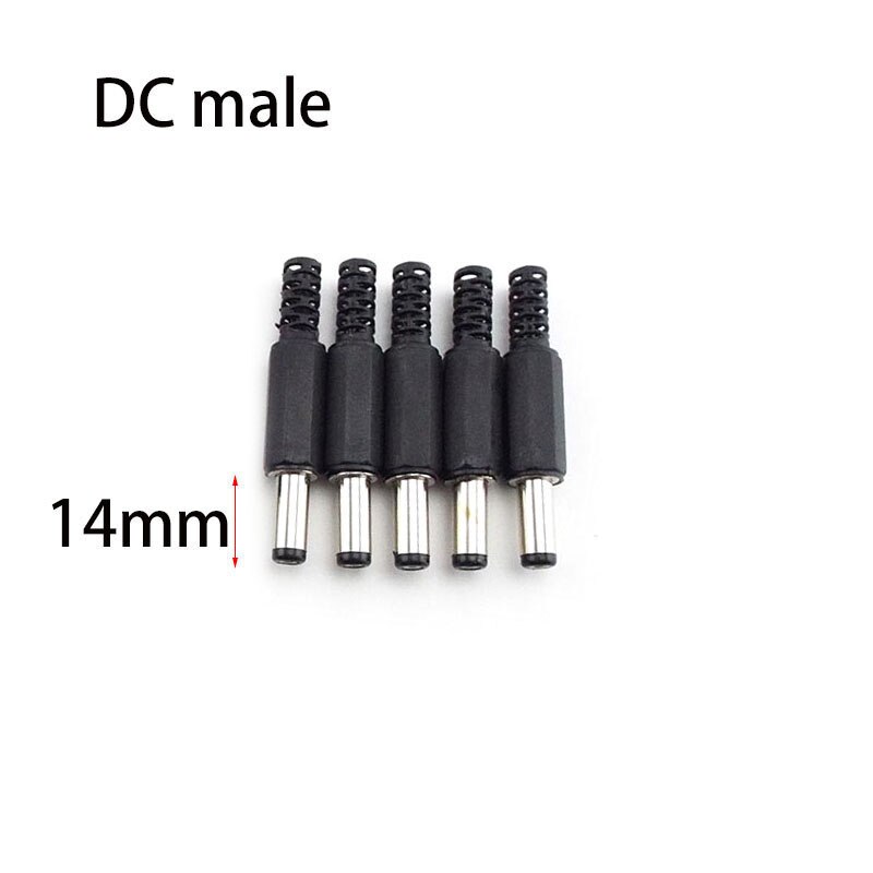 Conector macho hembra de CC, conector de fuente de alimentación de 5,5mm x 2,1mm, 5,5x2,5mm, cable adaptador macho 5525 5521, Terminal C1, 5/10 Uds.: Gris oscuro / 5-9 Unids / 1 P