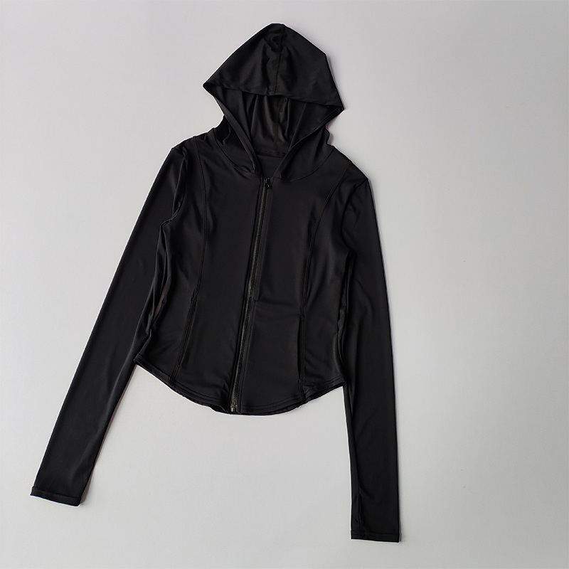 Women Yoga Jacket Long Sleeve Sports Tops Zip Fitness Shirt Winter Warm Hoodie Gym Top Activewear Running Coats Workout Clothes: XL / black