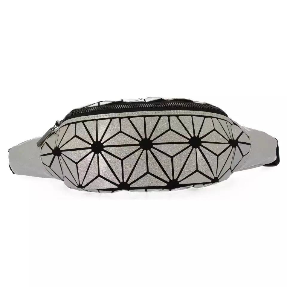 Holographic Waist Bag Geometric Pack for Women&Men Travelling Purse Wallet Luminous Belt Bum Iridescent Chest Bag: 3