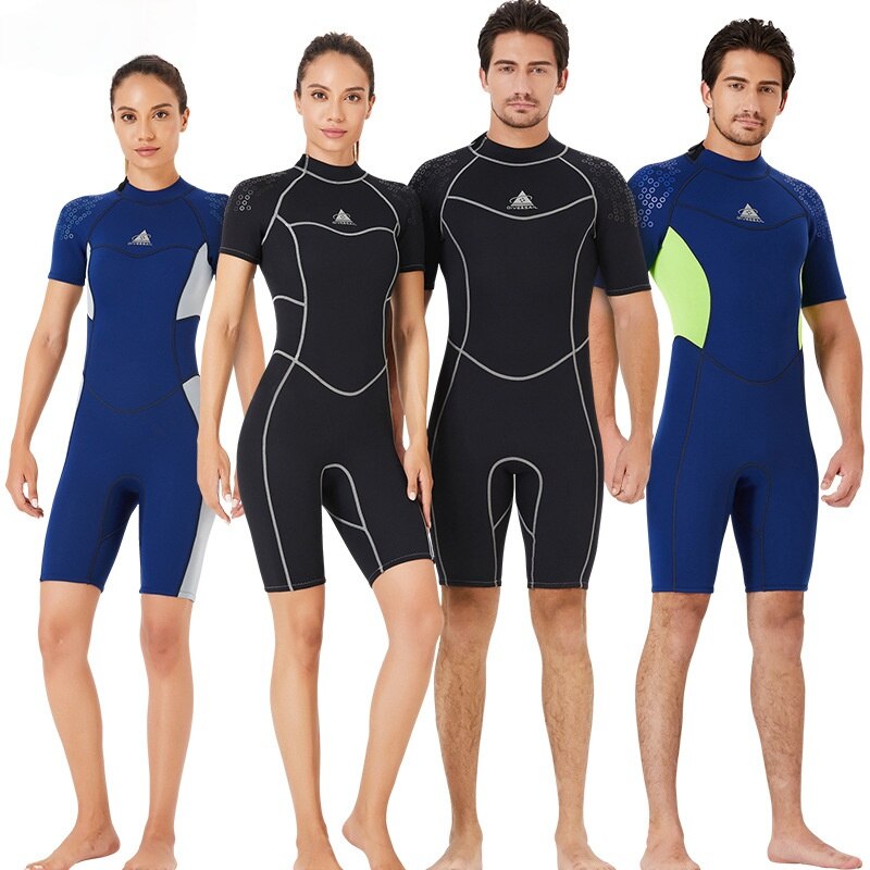 Men&#39;s Women&#39;s 1.5mm Neoprene Short Sleeve Back Zipper Diving Suit One-piece Warm Diving Suit Sunscreen Snorkeling Swimming Suit