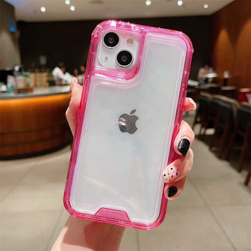 2 In 1 Transparant Dik Frame Robuust Telefoonhoesje Voor Iphone 15 14 13 12 11 Pro Max Volledige Dekking Schokbestendige Harde Pantser Achterkant