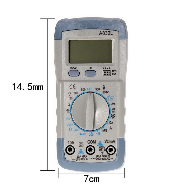 A830L Digital-Multimeter AC DC Spannung Diode Freguency Multitester Strom Tester Leucht Anzeige mit Sommer Funktion: Weiß grau A830L