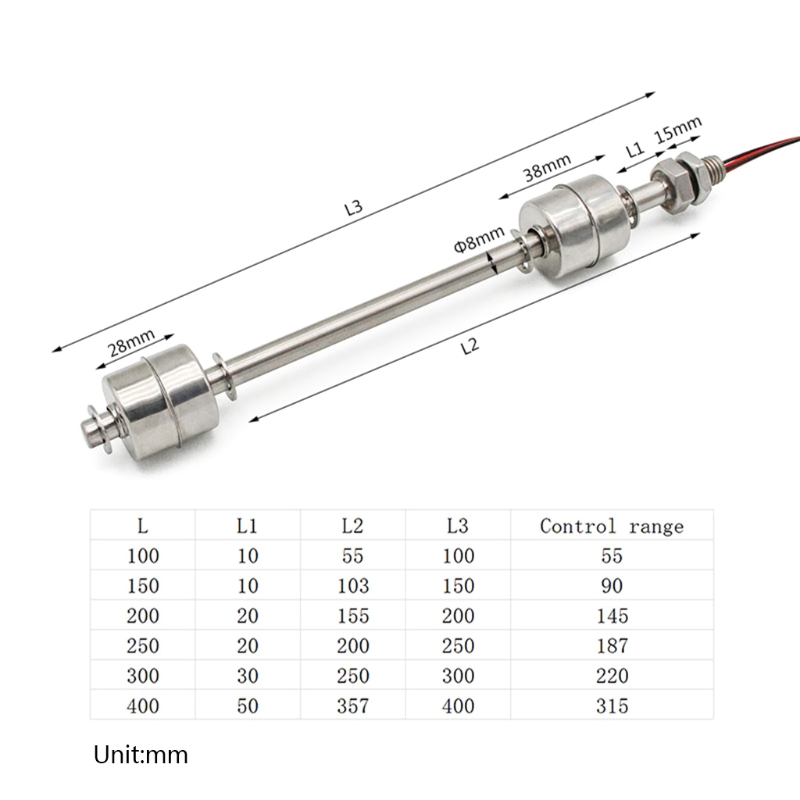 Double Ball Float Switch Tank Liquid 6 Size Pool Water Level Sensor Stainless Steel Float Switch Tank Pool Flow Sensors