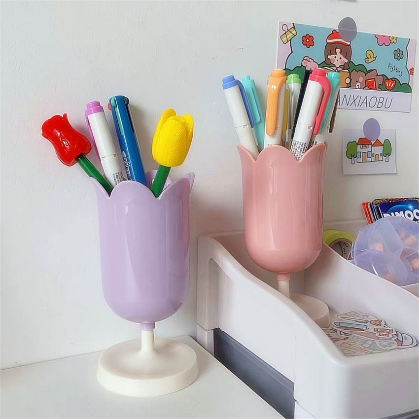 Koreanische eins Frauen machen-hoch Pinsel Lagerung Kosmetische Lagerung fallen 4 Farbe Tulpe Bleistift Vase Kamm Schreibtisch Container Schlafzimmer Organizer