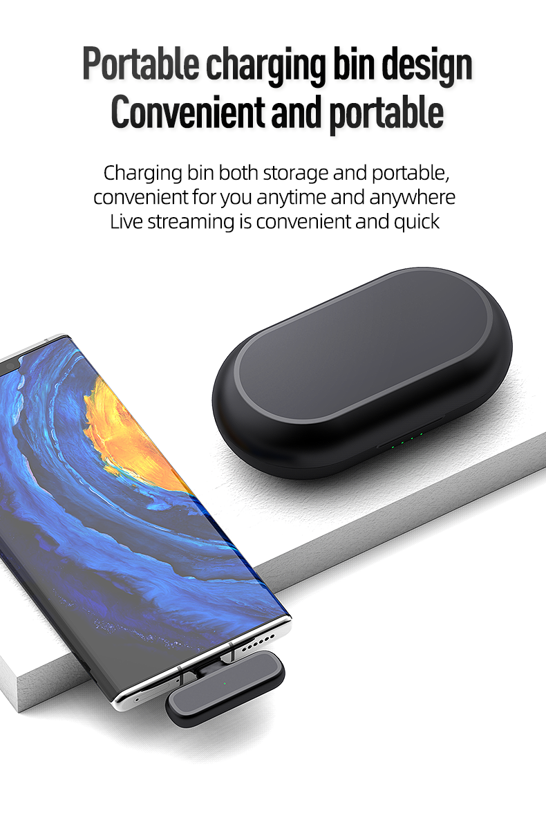 Wireless Lavalier Microphone Portable Charging Box Audio and Video Recording Plug-and-Play Mic For iPhone and Android Phones