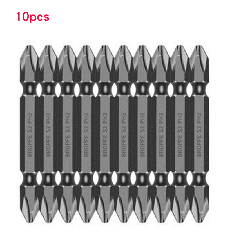 10 PCS Double-sided Electric Screwdriver Bit Set Tough Hex Shank Magnetic Cross Head Screw Driver Portable Universal: 10pcs S2 65mm PH2