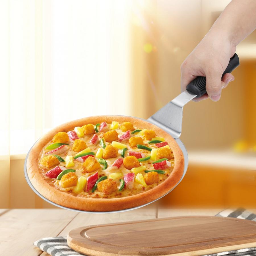 Sizzling Plate 10in Round Stainless Steel Pizza Peel Shovels Baking Shovel Paddle Kitchen Accessories Pastry Tools
