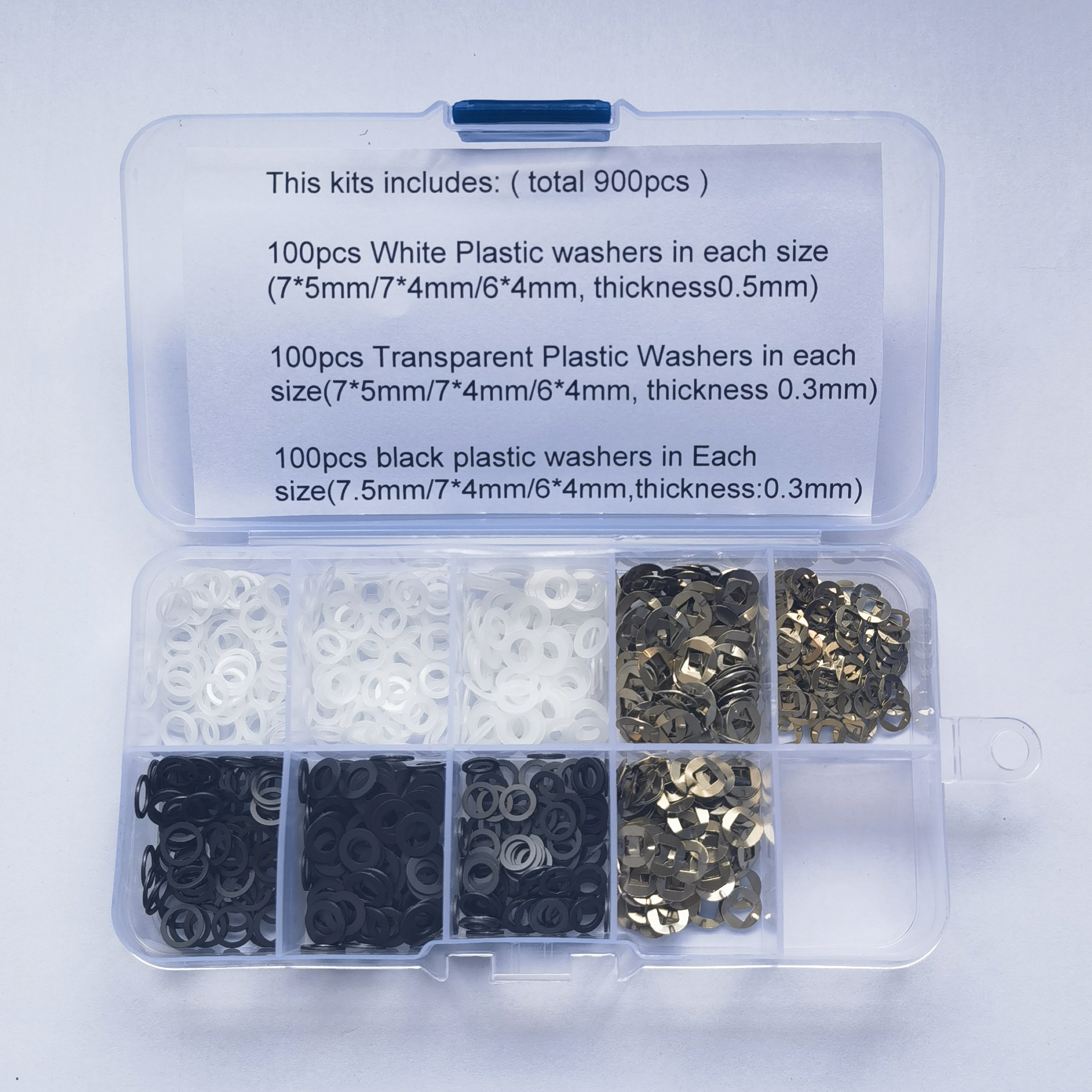 900 stks/partij in Doos Schaar Reparatie Kit Kappers Schaar Accessoire Plastic 7*5/7*4/6*4mm Ringen Kapper Salon Schaar Onderdelen