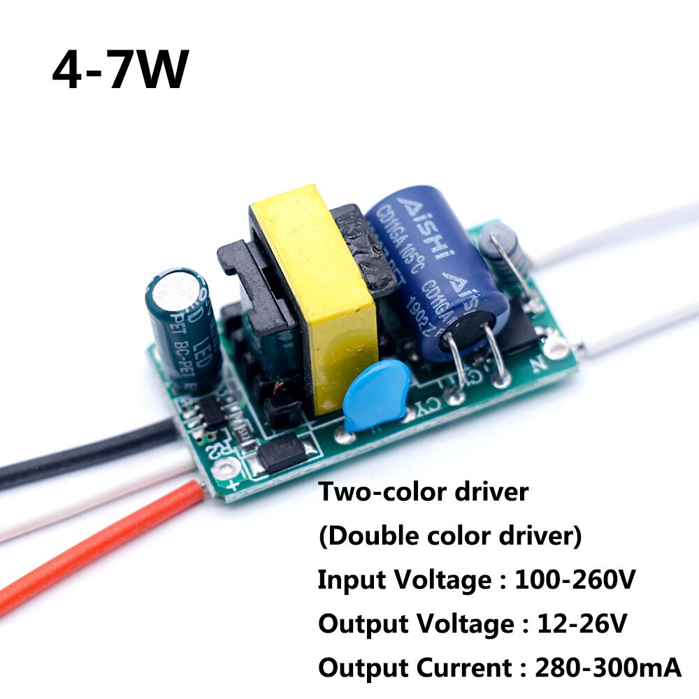 LED Two-color isolation driver 300mA 3w/4-7W/8-12w/12-18W Dual color driver three pins LED Power Supply Lighting Transformers