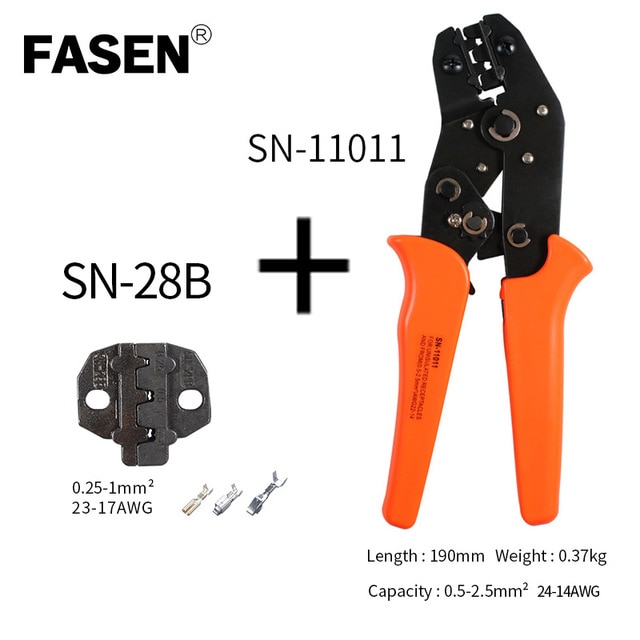 SN-28B 1450PCS jst plier dupont crimping pliers wire crimping hand tool set terminals clamp kit Ratcheting Crimper jst xh crimp: SN-11011 JAW-28B
