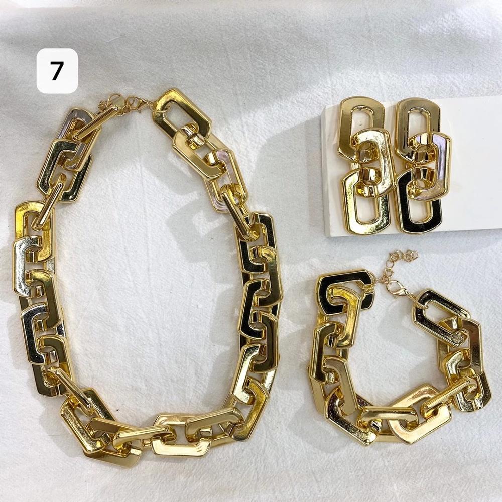 Dames retro gouden dikke kettingset van 3 #39 hiphop punk straatstijl sieraden korte ketting: 7