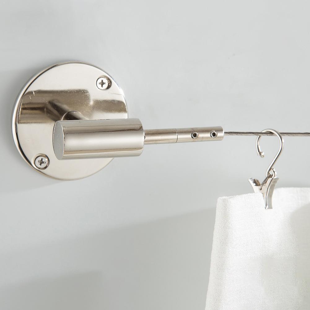 Stainless Steel Curtain Tension Wire Hanging Clothesline Wire Set Bathroom Drying Rack 5M