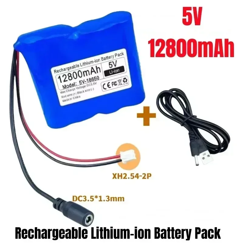 Microcomputador recarregável de chip único 18650 para lâmpada LED externa de bateria de lítio 5V 6800mAh-12800mAh, ventilador USB, alto-falante Bluetooth