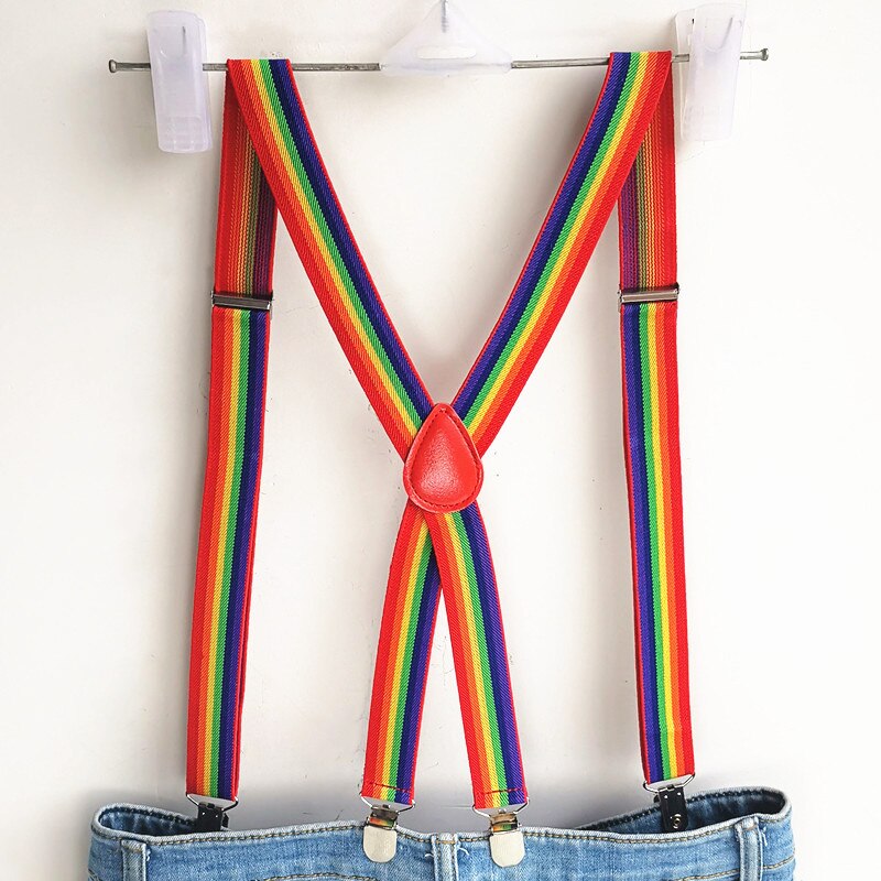 Tirantes Arcoiris de piel sintética para niños, tirante ajustable cruzado, falda, tirantes, BD015