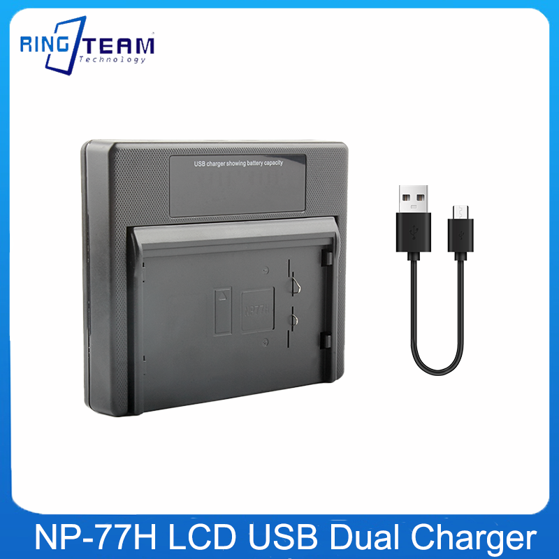 NP-77H LCD USB Dual Battery Charger NP77H for Sony NP-33,NP-55H,NP-55,NP-66H,NP-68,NP-78,NP-77,NP-98 Digital Camera Batteries