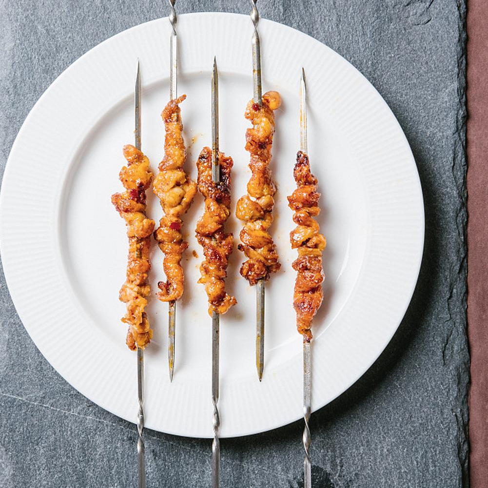 10 st långa grillpinnar i rostfritt stål med handtag återanvändbara grillspett utomhuscamping  #4w