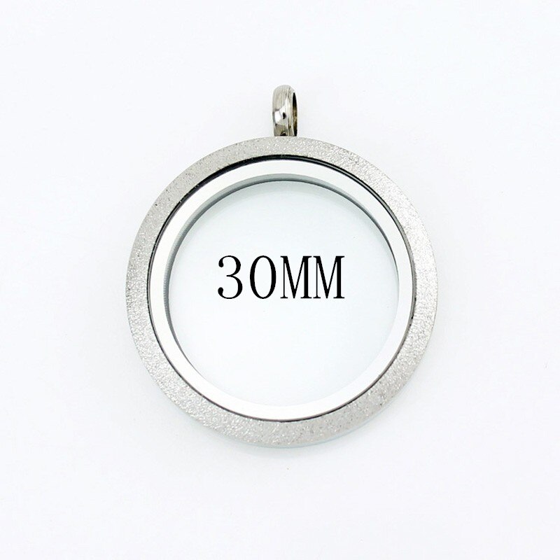 Waterproof Black Stainless Steel Floating Locket Pendant Screw Living Memory Glass Locket Necklace Father's Day: 30mm silver