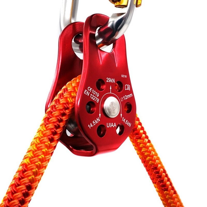 Outdoor Travel Climbing Rope Pulley 26Kn Fixed Pulley Mountain Adventure Crossing Pulley Climbing Climbing Downhill Rescue Equip