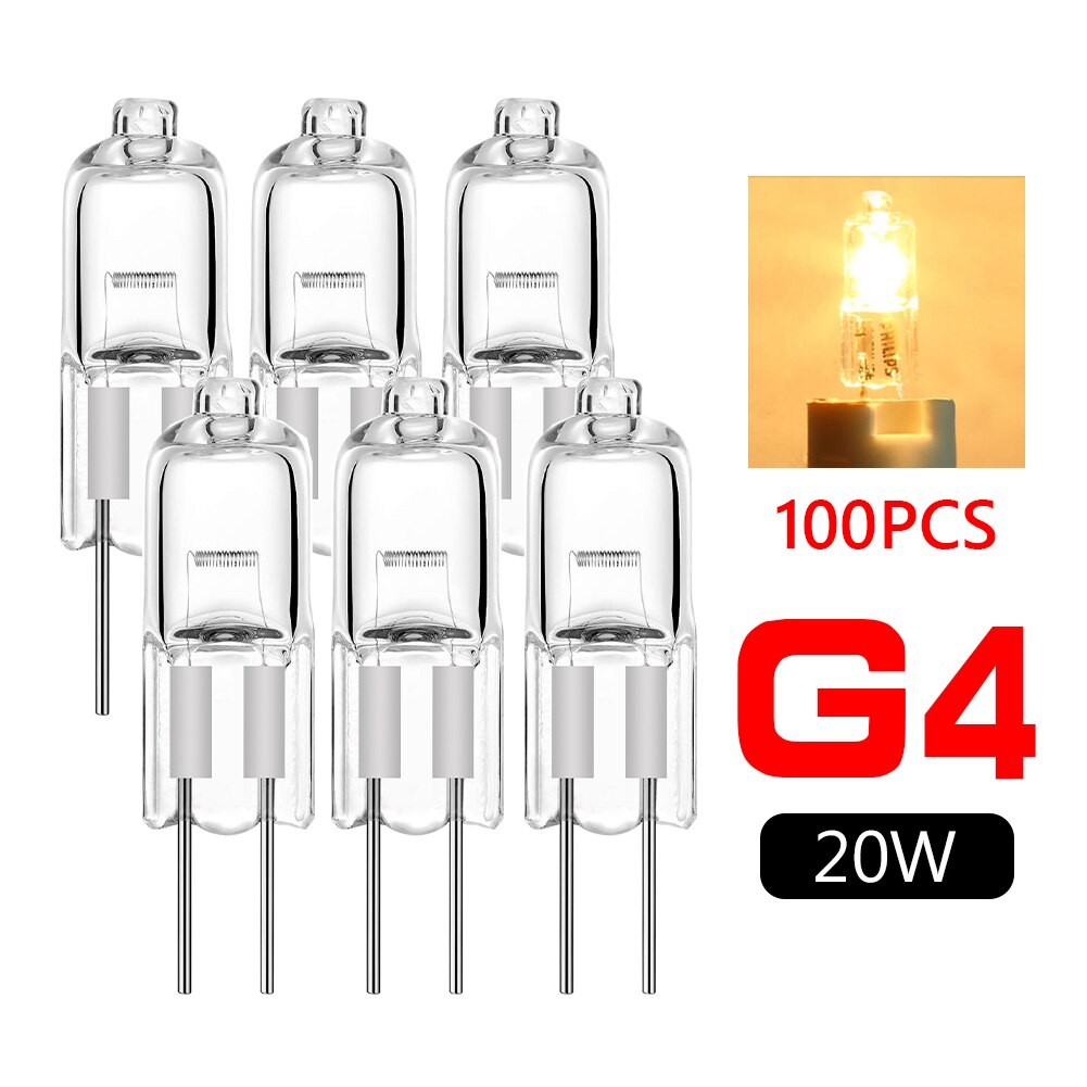 Tsleen 100 Pcs Ultra Heldere G4 Halogeen Warm Wit 12V 20W Lamp Light Blubs Jc Type Binnenverlichting halogeen Lampen 12V Gloeilampen