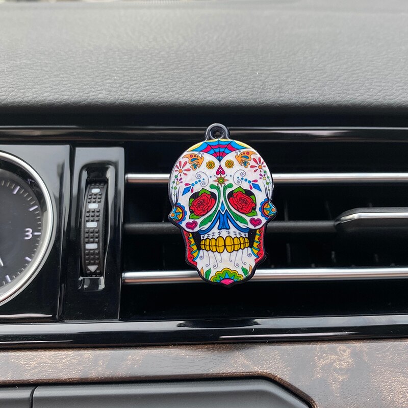 Car Air Freshener Clip - Skull Design - 3x4cm - Acrylic Acid & Iron Alloy - LuckyAroma: 7