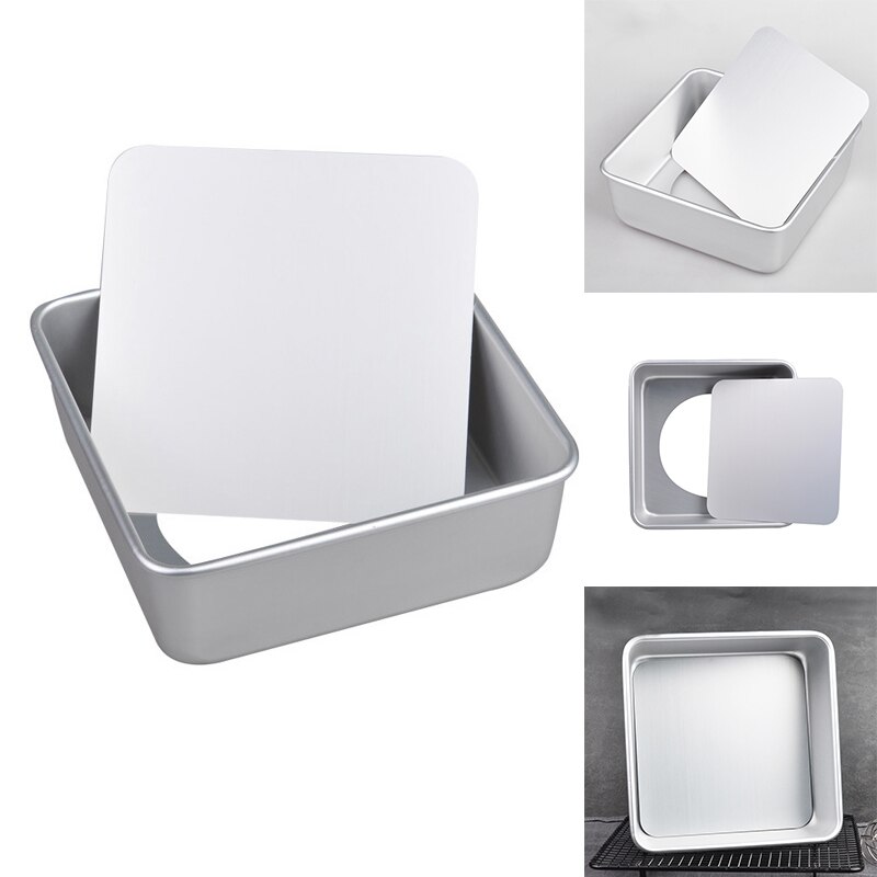 1set Aluminum Alloy Square Cake Mould Cake Baking Pan Pudding Cheesecake Mold Set with Removable Bottom